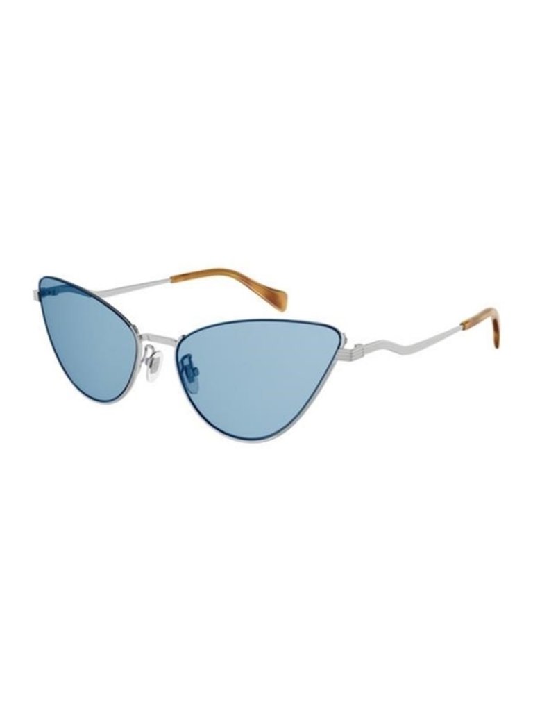 - New Authentic Gucci Gg1006s 004 Silver / Blue Cat-Eye Sunglasses